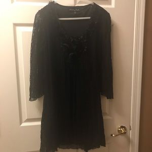 Black lace mini dress